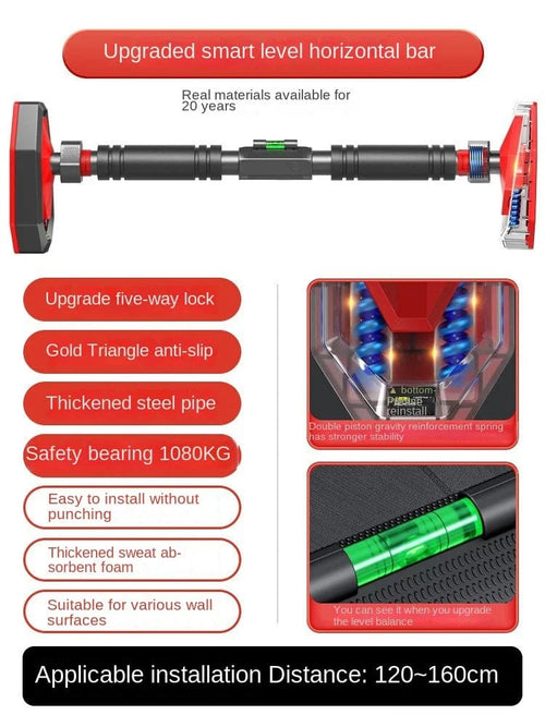 Planet Gates Long 120-160CM 2023 New Anti Drop Indoor Horizontal Bar Home No Punching Wall-mounted Pull Up Bar Corridor Fitness Horizontal Bar