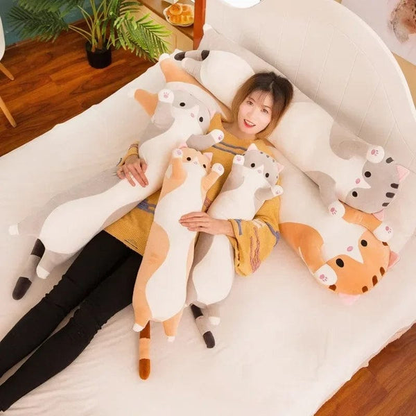 Planet Gates Long Body Cat Cushion Kitten Pillow Plush Toys Stuffed Doll Kids Cartoon Animal Soft Sofa Girl Birthday Gift Christmas Present