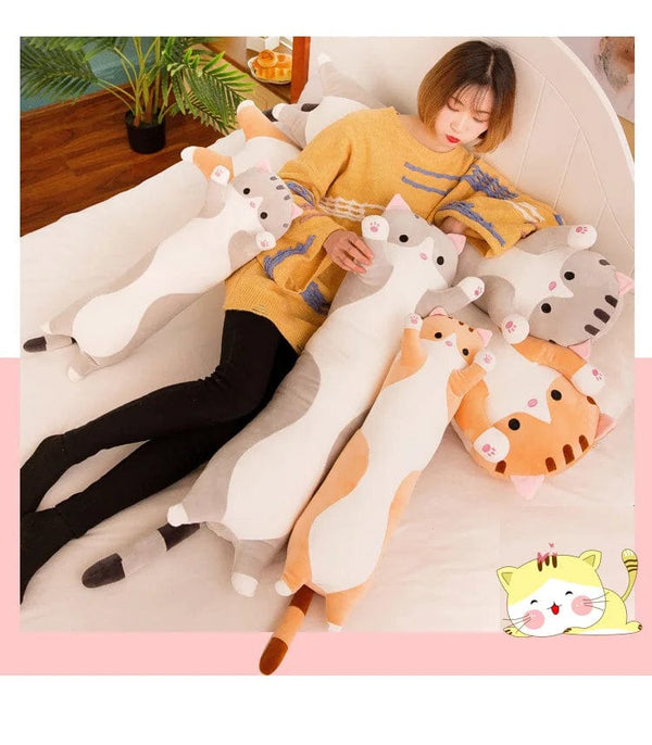 Planet Gates Long Body Cat Cushion Kitten Pillow Plush Toys Stuffed Doll Kids Cartoon Animal Soft Sofa Girl Birthday Gift Christmas Present