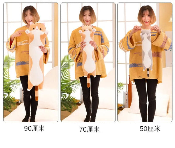 Planet Gates Long Body Cat Cushion Kitten Pillow Plush Toys Stuffed Doll Kids Cartoon Animal Soft Sofa Girl Birthday Gift Christmas Present