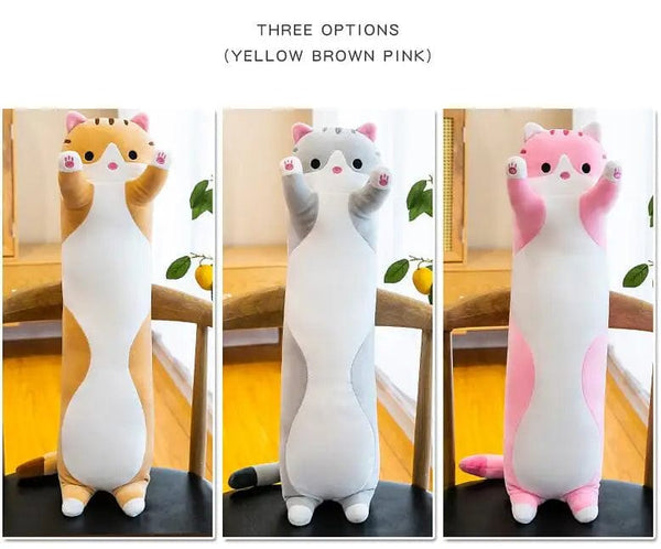 Planet Gates Long Body Cat Cushion Kitten Pillow Plush Toys Stuffed Doll Kids Cartoon Animal Soft Sofa Girl Birthday Gift Christmas Present
