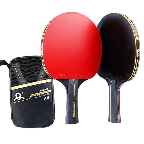 Planet Gates Long Handle 6 Star Table Tennis Racket 2PCS Professional Ping Pong Racket Set Pimples-in Rubber Hight Quality Blade Bat Paddle with Bag