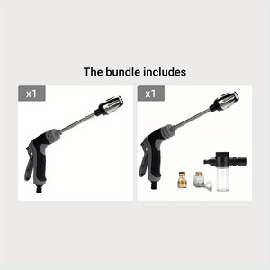 Planet Gates Long Pole Shower+[Long Rod Shower + Foam Pot + Faucet Joint] 1pc Long Bar High Pressure Gun, Car Wash Water Gun, Garden Hose Nozzle, Garden Watering Water Gun, Household Car Wash Tool, Rubberized Handle Spray Gun