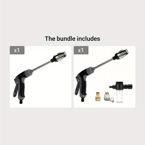 Planet Gates Long Pole Shower+[Long Rod Shower + Foam Pot + Faucet Joint] 1pc Long Bar High Pressure Gun, Car Wash Water Gun, Garden Hose Nozzle, Garden Watering Water Gun, Household Car Wash Tool, Rubberized Handle Spray Gun