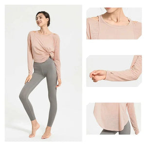 Planet Gates Long Sleeve Yoga Shirts for Women Loose Sports Tee Crop Top Sports Top Women Sportswear Gym Fitness Wear Clothing Workout Female