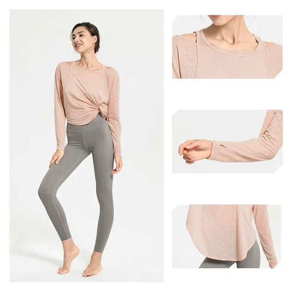 Planet Gates Long Sleeve Yoga Shirts for Women Loose Sports Tee Crop Top Sports Top Women Sportswear Gym Fitness Wear Clothing Workout Female