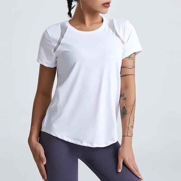 Planet Gates Loose Yoga Clothes Tops Short-Sleeved Running Quick-Drying Clothes T-Shirts Short Sports Hollow Fitness Clothes Women's Blouses