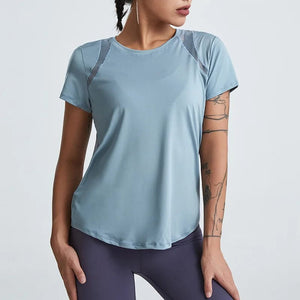 Planet Gates Loose Yoga Clothes Tops Short-Sleeved Running Quick-Drying Clothes T-Shirts Short Sports Hollow Fitness Clothes Women's Blouses