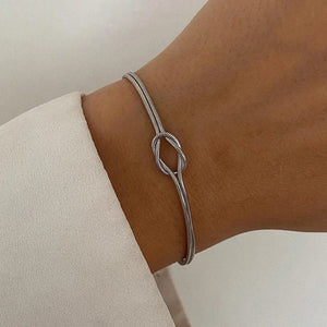 Planet Gates Love Knot Couple Bracelets 14K Real Gold Plated Stainless Steel Bracelets for Women Adjustable Gifts for Couples Dainty Fashion