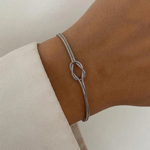 Planet Gates Love Knot Couple Bracelets 14K Real Gold Plated Stainless Steel Bracelets for Women Adjustable Gifts for Couples Dainty Fashion