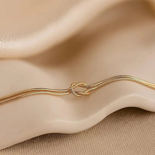 Planet Gates Love Knot Couple Bracelets 14K Real Gold Plated Stainless Steel Bracelets for Women Adjustable Gifts for Couples Dainty Fashion
