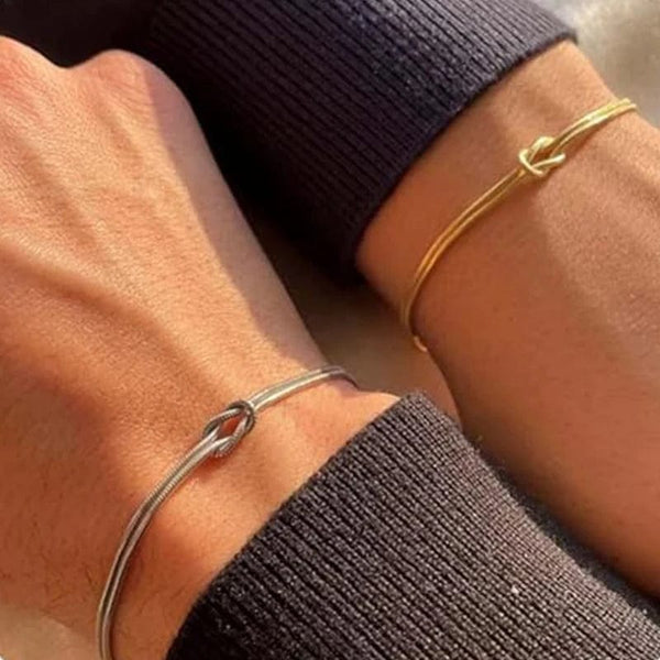 Planet Gates Love Knot Couple Bracelets 14K Real Gold Plated Stainless Steel Bracelets for Women Adjustable Gifts for Couples Dainty Fashion