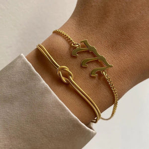 Planet Gates Love Knot Couple Bracelets 14K Real Gold Plated Stainless Steel Bracelets for Women Adjustable Gifts for Couples Dainty Fashion