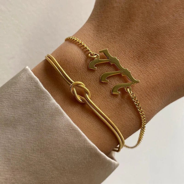 Planet Gates Love Knot Couple Bracelets 14K Real Gold Plated Stainless Steel Bracelets for Women Adjustable Gifts for Couples Dainty Fashion