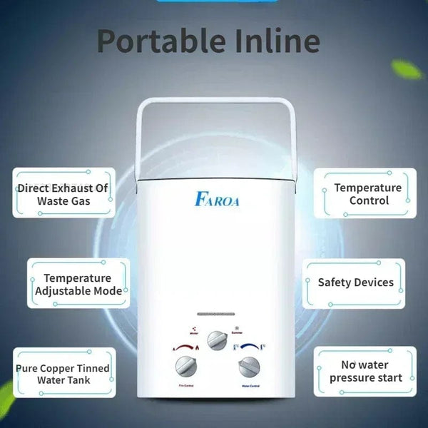 Planet Gates LPG Propane Gas Tankless Water Heater 6L Outdoor Camping Instant Bath With Shower Head Hot Water Heater Boiler Car Truck Tent