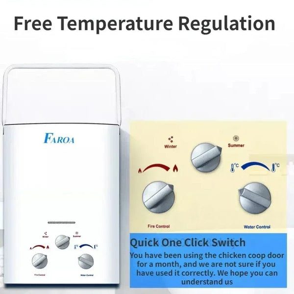 Planet Gates LPG Propane Gas Tankless Water Heater 6L Outdoor Camping Instant Bath With Shower Head Hot Water Heater Boiler Car Truck Tent