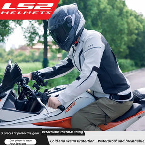 Planet Gates LS2 Original Motorcycle Jacket Pants Riding Clothing Set Windproof Warm Motorbike Jacket Men Anti-fall CE Level Motocross Jacket