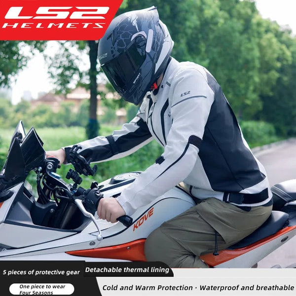Planet Gates LS2 Original Motorcycle Jacket Pants Riding Clothing Set Windproof Warm Motorbike Jacket Men Anti-fall CE Level Motocross Jacket