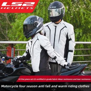 Planet Gates LS2 Original Motorcycle Jacket Pants Riding Clothing Set Windproof Warm Motorbike Jacket Men Anti-fall CE Level Motocross Jacket