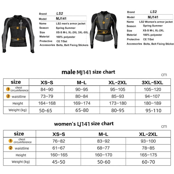 Planet Gates LS2 Original Motorcycle Soft Armor Jacket Summer Breathable X-Armor Motorbike Jacket Men Women Motocross Riding Clothing Jacket