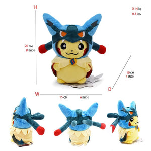 Planet Gates Lucario Pikachu / 11cm-30cm Pikachu Cos Eevee Cosplay Plush Toys Charizard Peluche Lucario Stuffed Animal Doll Collectible Gift,Cartoon 20-30CM