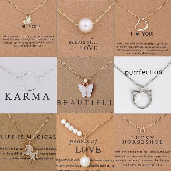 Planet Gates Lucky Horseshoe New Trendy Alloy Cute Elegant Sun Love Star Leaves Clover Unicorn Luck Pendant Necklaces for Women Fashion Accessories Jewelry
