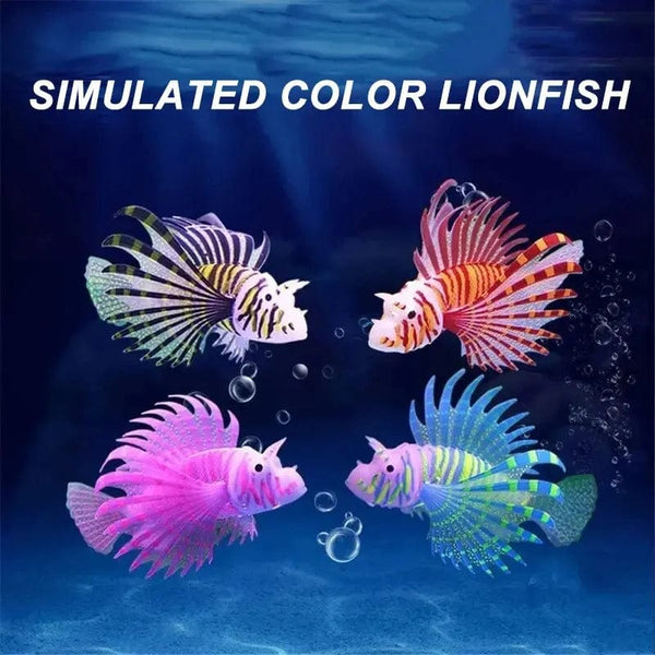 Planet Gates Luminous Lionfish Fish Tank Landscape Small Aquarium Artificial Silicone Fake Fish Floating Glow In Dark Ornament Home Decor