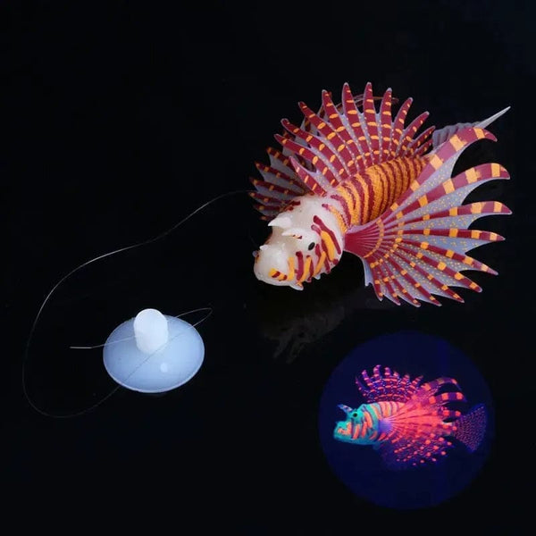 Planet Gates Luminous Lionfish Fish Tank Landscape Small Aquarium Artificial Silicone Fake Fish Floating Glow In Dark Ornament Home Decor