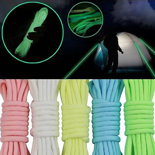 Planet Gates Luminous Paracord Rope 550 9 Strands 4mm Nylon Parachute Outdoor Camping Lanyard Tent Cord Survival EDC Glow Bundle