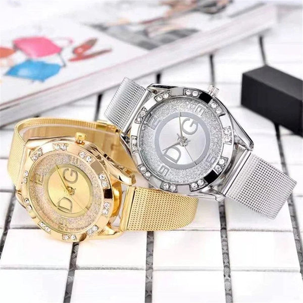 Planet Gates Luxury Brand Women's watches With Diamonds Simple Digital Design Ladies' Quartz Watch Casual Gold Mesh Belt Women Clock Strap