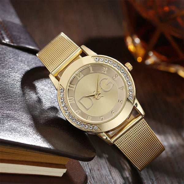 Planet Gates Luxury Brand Women's watches With Diamonds Simple Digital Design Ladies' Quartz Watch Casual Gold Mesh Belt Women Clock Strap