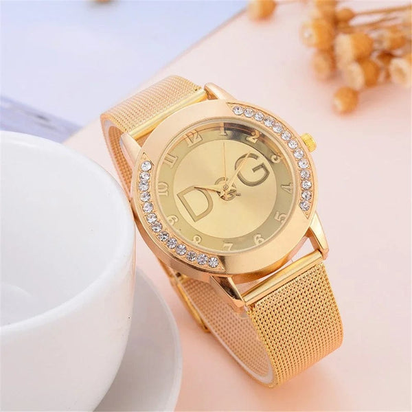 Planet Gates Luxury Brand Women's watches With Diamonds Simple Digital Design Ladies' Quartz Watch Casual Gold Mesh Belt Women Clock Strap