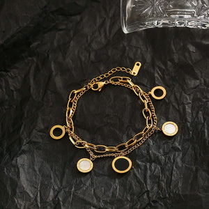Planet Gates Luxury Famous Brand Jewelry  Gold color Stainless Steel Roman numerals Bracelets & Bangles Female Charm Bracelet For Women