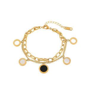 Planet Gates Luxury Famous Brand Jewelry  Gold color Stainless Steel Roman numerals Bracelets & Bangles Female Charm Bracelet For Women