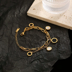Planet Gates Luxury Famous Brand Jewelry  Gold color Stainless Steel Roman numerals Bracelets & Bangles Female Charm Bracelet For Women