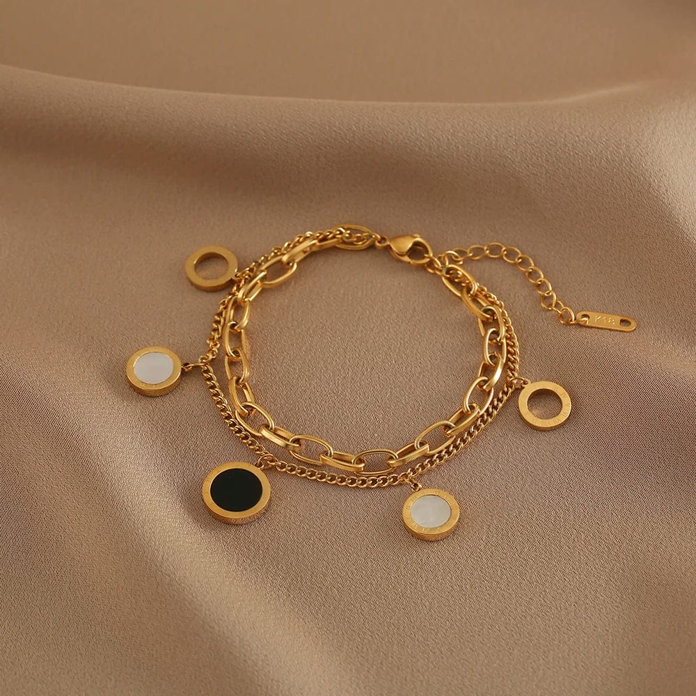 Planet Gates Luxury Famous Brand Jewelry  Gold color Stainless Steel Roman numerals Bracelets & Bangles Female Charm Bracelet For Women