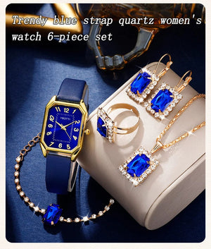 Planet Gates Luxury Fashion Square Women's Watches Brand Ladies Quartz Wristwatch Classic Simple Femme Blue Leather Band Relogio Feminino