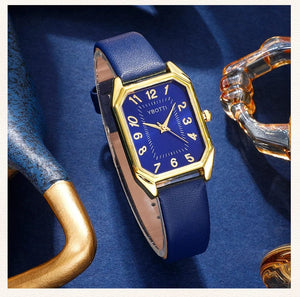 Planet Gates Luxury Fashion Square Women's Watches Brand Ladies Quartz Wristwatch Classic Simple Femme Blue Leather Band Relogio Feminino