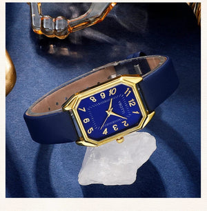 Planet Gates Luxury Fashion Square Women's Watches Brand Ladies Quartz Wristwatch Classic Simple Femme Blue Leather Band Relogio Feminino