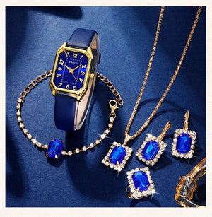 Planet Gates Luxury Fashion Square Women's Watches Brand Ladies Quartz Wristwatch Classic Simple Femme Blue Leather Band Relogio Feminino