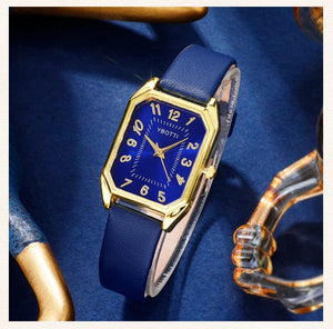 Planet Gates Luxury Fashion Square Women's Watches Brand Ladies Quartz Wristwatch Classic Simple Femme Blue Leather Band Relogio Feminino