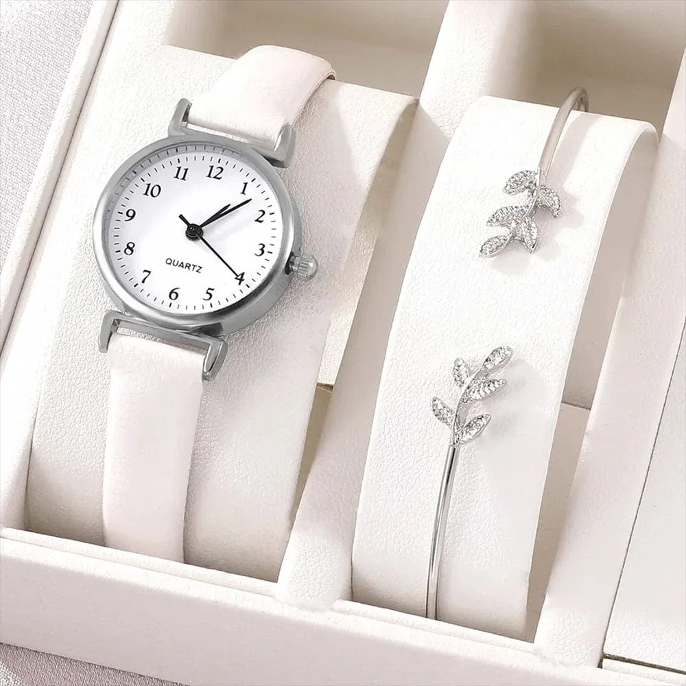 Planet Gates Luxury ladies bracelet quartz watch women watch bracelet set white dial simple leather luxury ladies watch