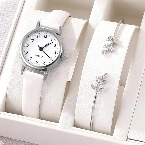 Planet Gates Luxury ladies bracelet quartz watch women watch bracelet set white dial simple leather luxury ladies watch