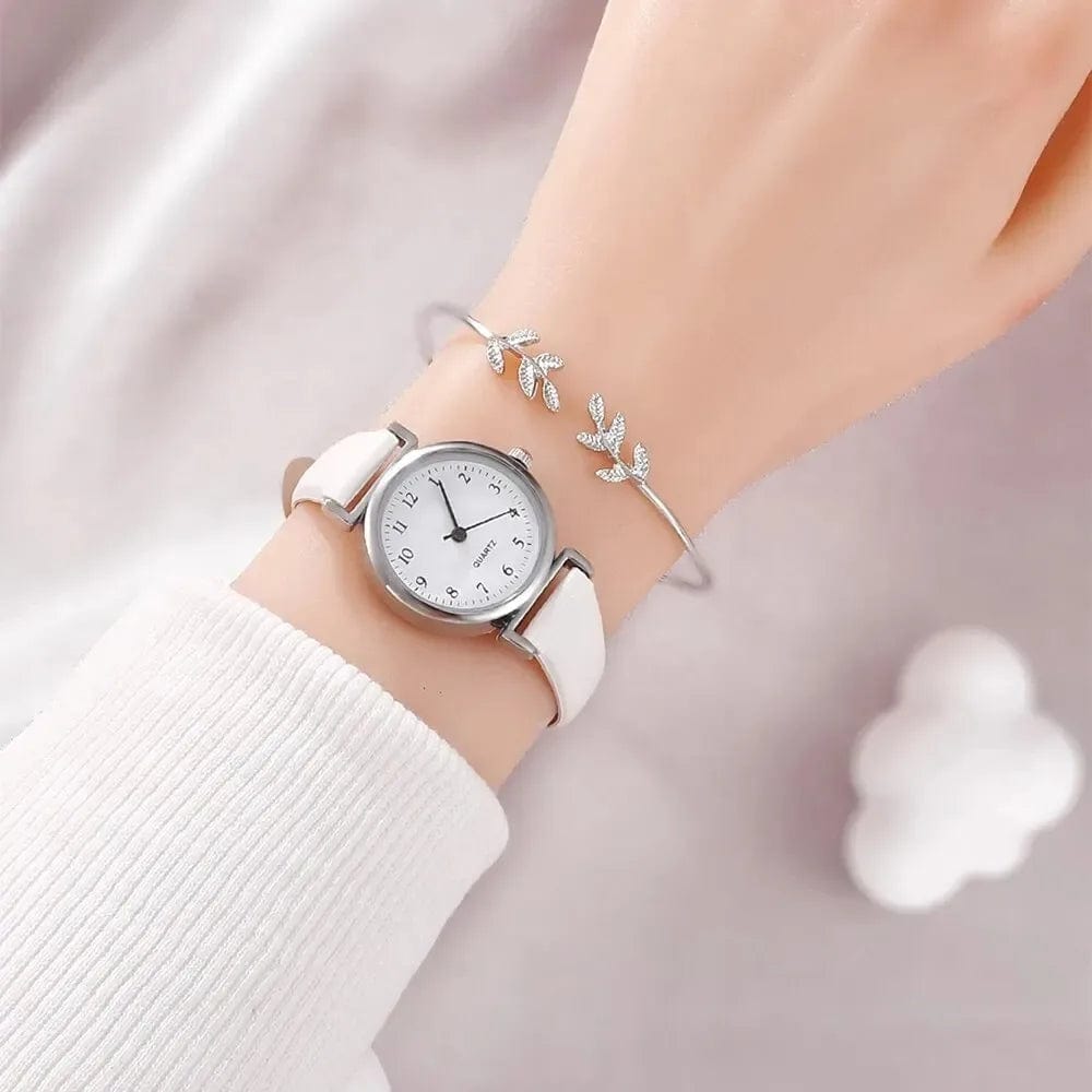 Planet Gates Luxury ladies bracelet quartz watch women watch bracelet set white dial simple leather luxury ladies watch