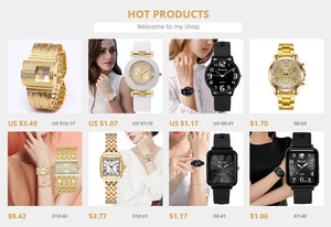 Planet Gates Luxury Ladies Fashion Quartz Watch Simple Scale Square Quality Gold Plated Women Watches Business Stainless Steel Folding Clock