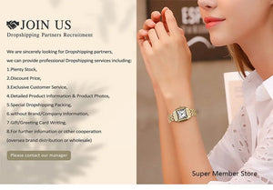 Planet Gates Luxury Ladies Fashion Quartz Watch Simple Scale Square Quality Gold Plated Women Watches Business Stainless Steel Folding Clock