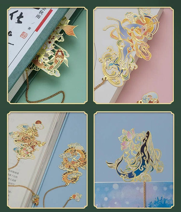 Planet Gates Luxury Metal Bookmark Chinese Style Retro Animal Shape Stationery Creative Gift Teacher Student School Office Supplies