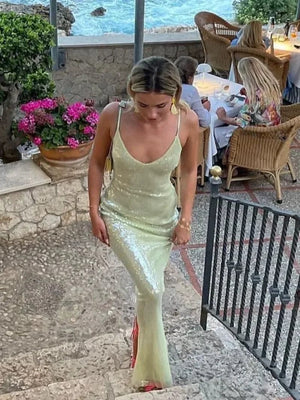 Planet Gates Luxury Sequins Backless High Slit Evening Long Dress 2024 Elegant WomenSleeveless High Waist Tunic Bodycon Holiday Party Dresses