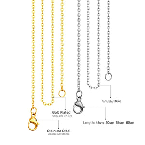 Planet Gates LUXUSTEEL 10Pcs/Lot Stainless Steel Chains 2mm/1mm O Shape Rolo Link Cuban Long Necklace For Women Pendant DIY Jewelry Wholesale