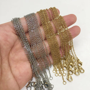 Planet Gates LUXUSTEEL 10Pcs/Lot Stainless Steel Chains 2mm/1mm O Shape Rolo Link Cuban Long Necklace For Women Pendant DIY Jewelry Wholesale